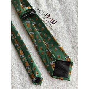 Barry Wang	Green Beer Pint Motif Woven Jacquard 100% Silk Tie Necktie BNWT Italy